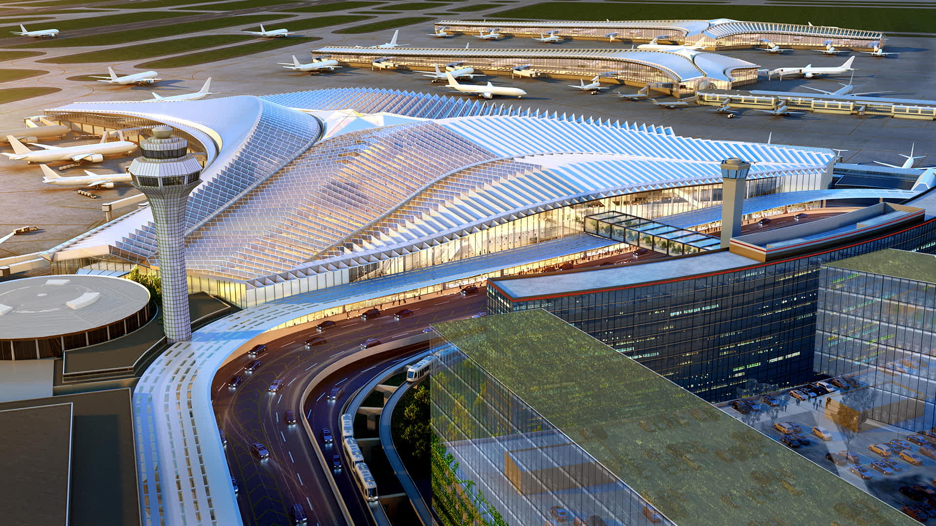 Chicago O'Hare International Airport ORD Aerial View Logistics